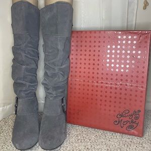 Naughty Monkey Women's D Ring Suede Boot - Gray